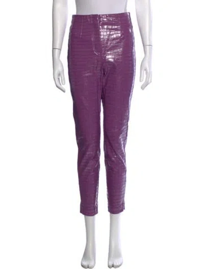 Pre-owned Rotate Birger Christensen Animal Print Straight Leg Pants In Purple