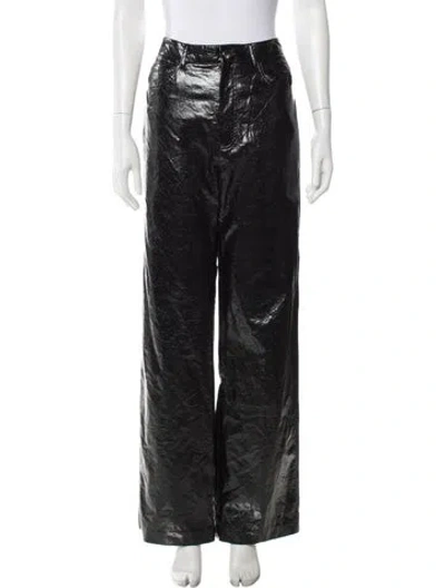 Pre-owned Rotate Birger Christensen Animal Print Wide Leg Pants In Black