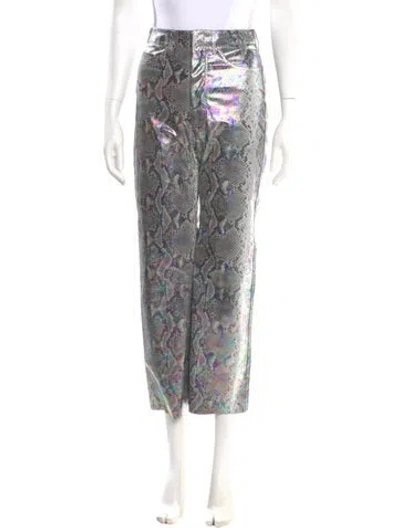 Pre-owned Rotate Birger Christensen Animal Print Wide Leg Pants In Gray