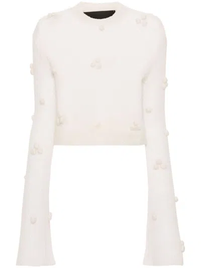 Rotate Birger Christensen Sweater With All-over Applied Details In White