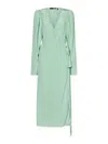 Rotate Birger Christensen Rotate Wrap Midi Dress With Deep V-neckline In Green
