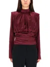 Rotate Birger Christensen Bordeaux Long-sleeved Top In Burgundy
