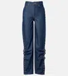 Rotate Birger Christensen Asymmetric High-rise Straight Jeans In Blue