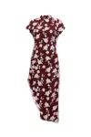 Rotate Birger Christensen Asymmetrical Mesh Midi Dress With Floral Embroidery In Multi
