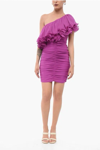 Rotate Birger Christensen Asymmetric Ruffled Dress In Pink