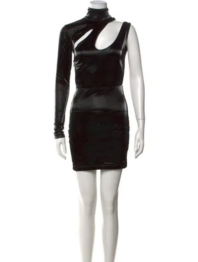 Pre-owned Rotate Birger Christensen Asymmetrical Mini Dress In Black