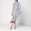 Rotate Birger Christensen Asymmetrical Silver Dress With Sequins In Gray