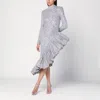 Rotate Birger Christensen Asymmetrical Silver Dress With Sequins In Gray