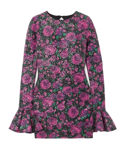 Rotate Birger Christensen Backless Sequined Printed Dress In Pink