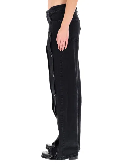 Rotate Birger Christensen Baggy Denim Jeans With Button Detail In Black