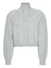 Rotate Birger Christensen Knitwear With Attached Scarf And Cropped Length In Blue