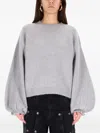 Rotate Birger Christensen Light Grey Sweater With Balloon Sleeves In Gray