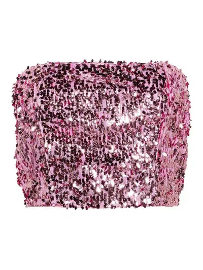 Rotate Birger Christensen Bandeau Top With Sequins In Pink