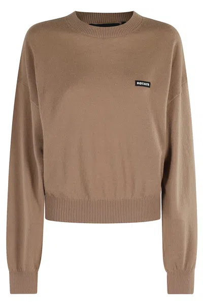 Rotate Birger Christensen Basic Crewneck Sweater In Brown