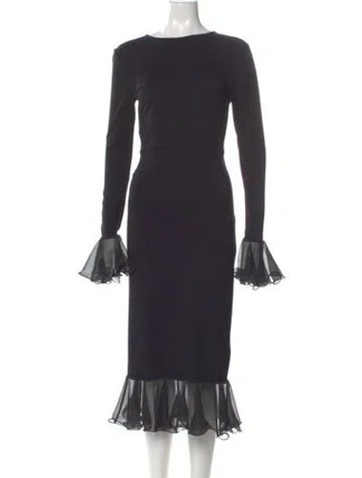 Pre-owned Rotate Birger Christensen Bateau Neckline Long Dress In Gray