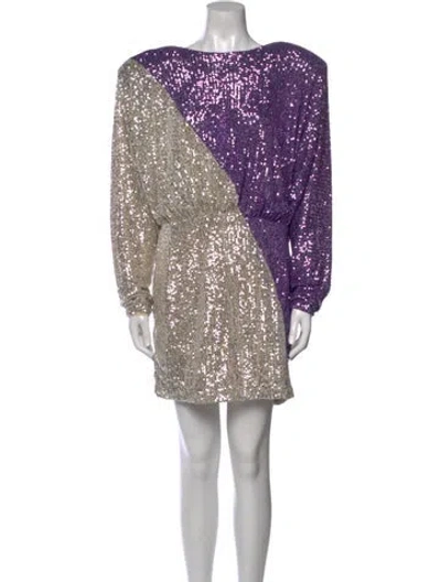 Pre-owned Rotate Birger Christensen Bateau Neckline Mini Dress In Purple