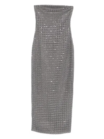 Rotate Birger Christensen Bead-embellishment Maxi Dress In Gray