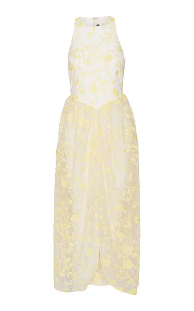 Rotate Birger Christensen Beaded Chiffon Maxi Dress In White