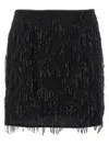 Rotate Birger Christensen Mini Skirt With Fringe And Sequins In Black