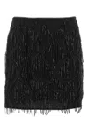 Rotate Birger Christensen Mini Skirt With Fringe And Sequins In Black