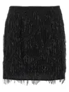 Rotate Birger Christensen Mini Skirt With Fringe And Sequins In Black