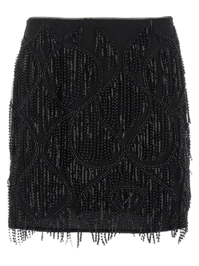 ROTATE BIRGER CHRISTENSEN BEADED FRINGED SKIRT