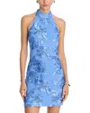 Rotate Birger Christensen Beaded Halter Neck Dress In Blue