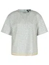 Rotate Birger Christensen Rotate 'beaded' Light Blue Polyester T-shirt Women In Beige
