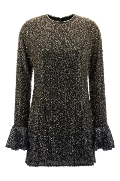 Rotate Birger Christensen 'beaded Ls Mini' Dress In Brown