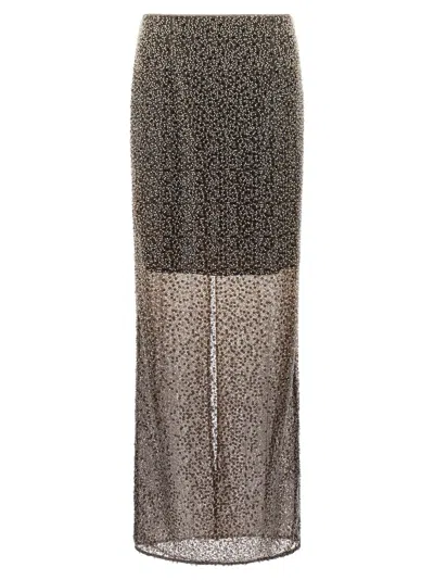 Rotate Birger Christensen 'beaded Maxi' Skirt In Brown