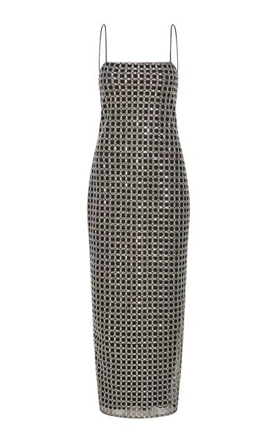 Rotate Birger Christensen Beaded Maxi Slip Dress In Black