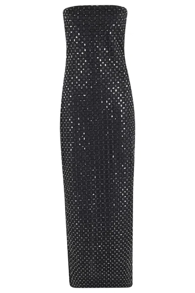 Rotate Birger Christensen Rotate Beaded Maxi Tube Dress In Black