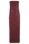 Rotate Birger Christensen Beaded Maxi Tube Dress In Animal Print