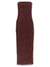 Rotate Birger Christensen Rotate Floor-length Burgundy Strapless Evening Dress With Sequined Detailing In Red