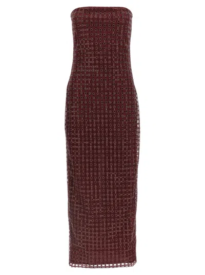 Rotate Birger Christensen Beaded Maxi Tube Dress In Red