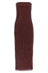 Rotate Birger Christensen Rotate Floor-length Burgundy Strapless Evening Dress With Sequined Detailing In Burgundy