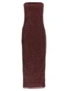 Rotate Birger Christensen Rotate Floor-length Burgundy Strapless Evening Dress With Sequined Detailing In Red