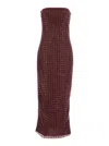 Rotate Birger Christensen Rotate Floor-length Burgundy Strapless Evening Dress With Sequined Detailing In Red
