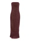 Rotate Birger Christensen Rotate Floor-length Burgundy Strapless Evening Dress With Sequined Detailing In Red