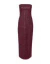 Rotate Birger Christensen Floor-length Burgundy Strapless Evening Dress With Sequined Detailing In Red