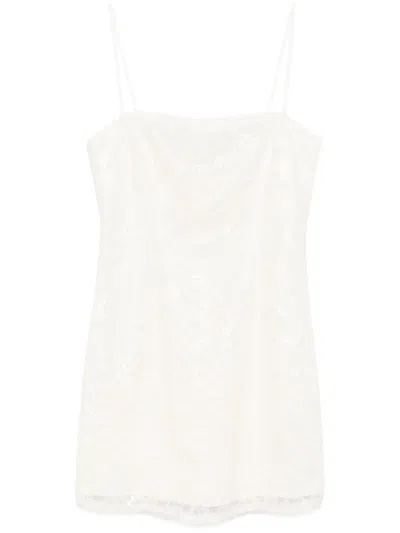 Rotate Birger Christensen Beaded Mini Dress In 中性色