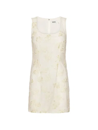 Rotate Birger Christensen Beaded Mini Dress In Neutral