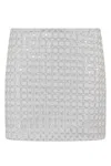 Rotate Birger Christensen White Beaded Midi Skirt In Tech Fabric Woman In Gray