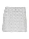 Rotate Birger Christensen White Beaded Midi Skirt In Tech Fabric Woman In Gray