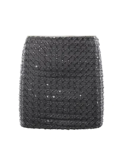 Rotate Birger Christensen Beaded Mini Skirt In Gray