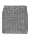 Rotate Birger Christensen Beaded Mini Skirt With Strass And Side Zip Closure In Gray