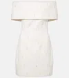 Rotate Birger Christensen Beaded Off-shoulder Satin Minidress In Neutral