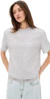 Rotate Birger Christensen Beaded Oversized Top Doeskin In Doeskin
