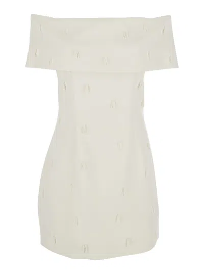 Rotate Birger Christensen Beaded Satin Mini Dress In White
