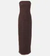 Rotate Birger Christensen Beaded Strapless Maxi Dress In Brown